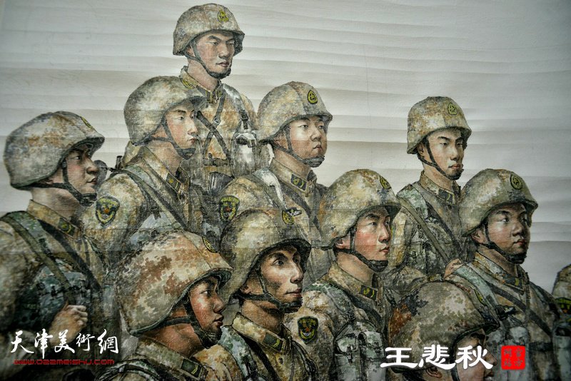 王悲秋巨幅画作《主席与战士》局部。